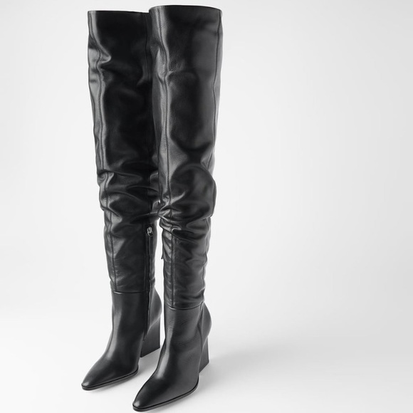 🖤 Leather Thigh High Boots ZARA - Picture 2 of 9